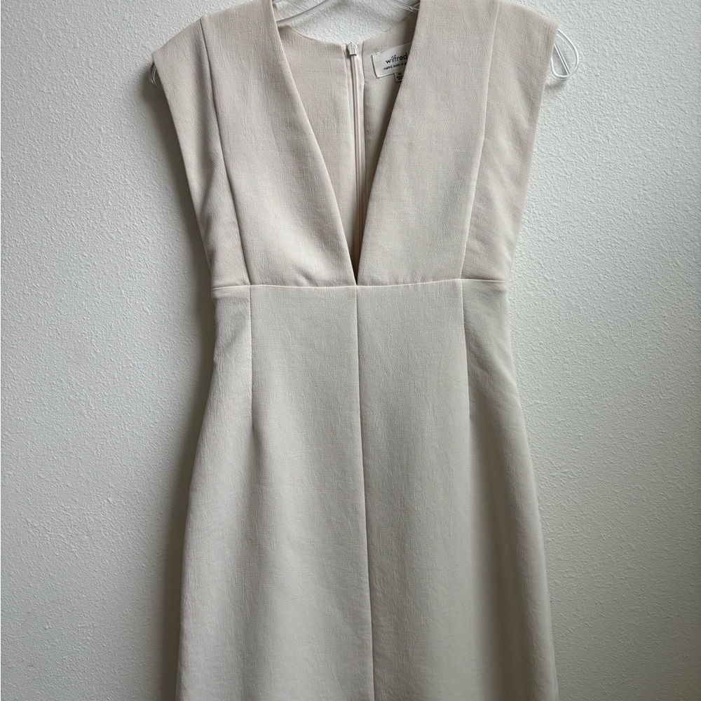 Aritzia Wilfred Sleeveless V-Neck Cream Dress